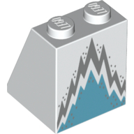 Lego Brick Sloped 65° 2 x 2 x 2 with Bottom Tube with Dark Azure and Silver Ice Queen Skirt Print / White