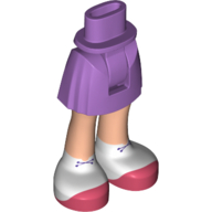 Lego Minidoll Hips and Short Skirt White Shoes, Coral Soles print [Thick Hinge] / Medium Lavender