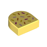 Lego Tile 1 x 1 Half Circle with Sprinkles print / Bright Light Yellow