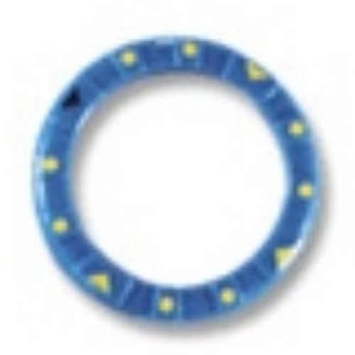 Lego Watch, Bezel Round, Smooth, Thick, Small with Black Triangle, Yellow Triangles and Dots print / Blue
