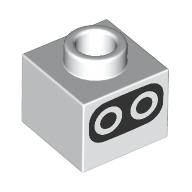 Lego Plate 1 x 1 x 2/3 with Hole in Stud with Black Oval, Black/White Circles print