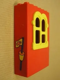 Fabuland Building Wall 2 x 6 x 7 with Squared Yellow Window with Buoy with Flag Pattern (Sticker) - Set 3660