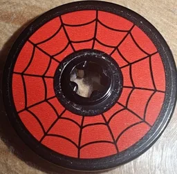 Technic, Disk 3 x 3 with Spider Web on Red Background Pattern (Sticker) - Set 76174