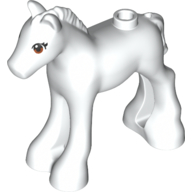 Lego Animal, Horse / Foal, with Eyelashes and Dark Orange Eyes Print / White
