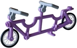 Bicycle Frame Tandem with Clips for Handlebars with Trans-Clear Wheels with Molded Black Hard Rubber Tires and Light Bluish Gray Angular Handlebars (7575 / 92851pb01 / 98397)