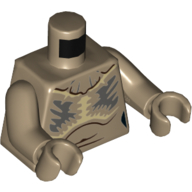Lego Torso, Tan/Dark Bluish Grey Fur print, Dark Tan Arms and Hands / Dark Tan
