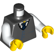 Lego Torso Vest with Pockets and Striped Tie Print, White Arms, Yellow Hands / Black