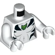 Torso, Muscles, Black Tiger Stripes, Green Tiger Head Print, White Arms and Hands / White