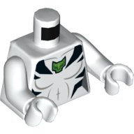 Lego Torso Muscles, Black Tiger Stripes, Green Tiger Head Print, White Arms and Hands / White