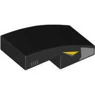 Brick Curved 2 x 1 No Studs with Silver Shape, Yellow Eye on Side Print / Black
