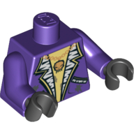 Lego Torso Jacket with Pockets and Gold Necklace with Skull Pendant Print, Dark Purple Arms, Black Hands / Dark Purple