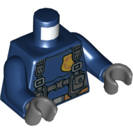 Lego Torso Police Uniform, Dark Bluish Gray Straps/Harness, Badges, Belt Print Dark Blue Arms, Dark Bluish Gray Hands / Dark Blue