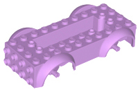 Lego Vehicle, Base 5 x 10 x 2 1/2 with Mudguards and 2 x 6 Recessed Center with 3 Holes with (Same Color) Wheels Holders Attached / Medium Lavender