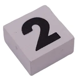 Modulex Tile 2 x 2 with Black '2' Print, without Internal Supports