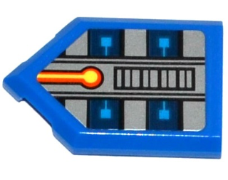 Lego Tile, Modified 2 x 3 Pentagonal with Red and Yellow Circuitry, Grille and Blue Microchips Pattern (Sticker) - Set 70315