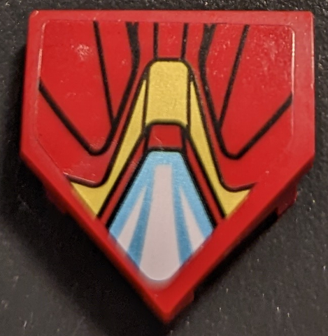 Lego Wedge 2 x 2 x 2/3 Pointed with Iron Man Shield with Gold and Metallic Light Blue Armor Plates Pattern (Sticker) - Set 76192
