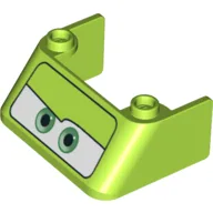 Windscreen 3 x 4 x 1 1/3 with 2 Studs on Top with Green Eyes on White Background Print (Acer) / Lime