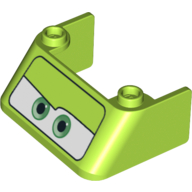 Lego Windscreen 3 x 4 x 1 1/3 with 2 Studs on Top with Green Eyes on White Background Print (Acer)