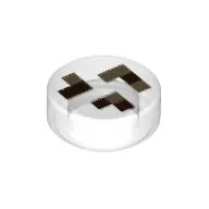 Tile Round 1 x 1 with Brown and Tan Squares Print / Trans-Clear