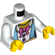 Lego Torso Corset with Medium Blue Panels, Pink Bow, Pearl Necklace and Gold Belt Print (Princess), White Arms, Yellow Hands / White