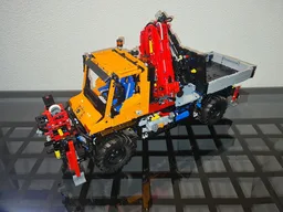 Unimog long version with large foldable crane