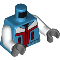 Torso Jacket, White/Dark Red Shapes, Zippers Print, White Arms, Dark Bluish Grey Hands / Dark Azure