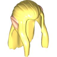 Lego Hair Long Straight with Braid in back, Long Locks over Ears with Light Nougat Elf Ears Pattern / Bright Light Yellow