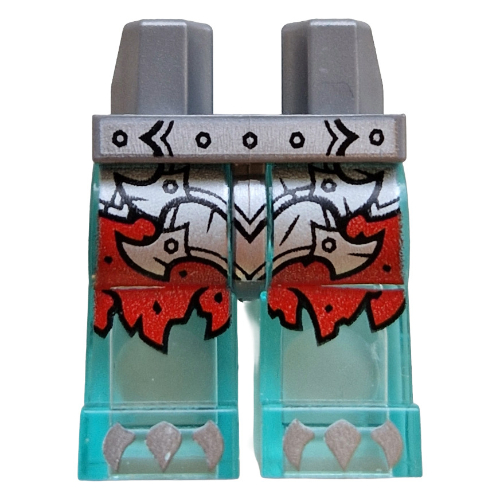 Lego Hips and Trans-Light Blue Legs with Silver Armor, Red Tattered Skirt print