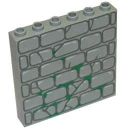 Brick 1 x 6 x 5 with Stone and Moss Print / Light Gray
