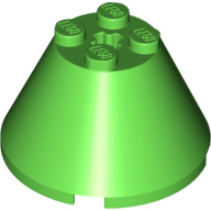 Lego Cone 4 x 4 x 2, Axle Hole [Plain] / Bright Green