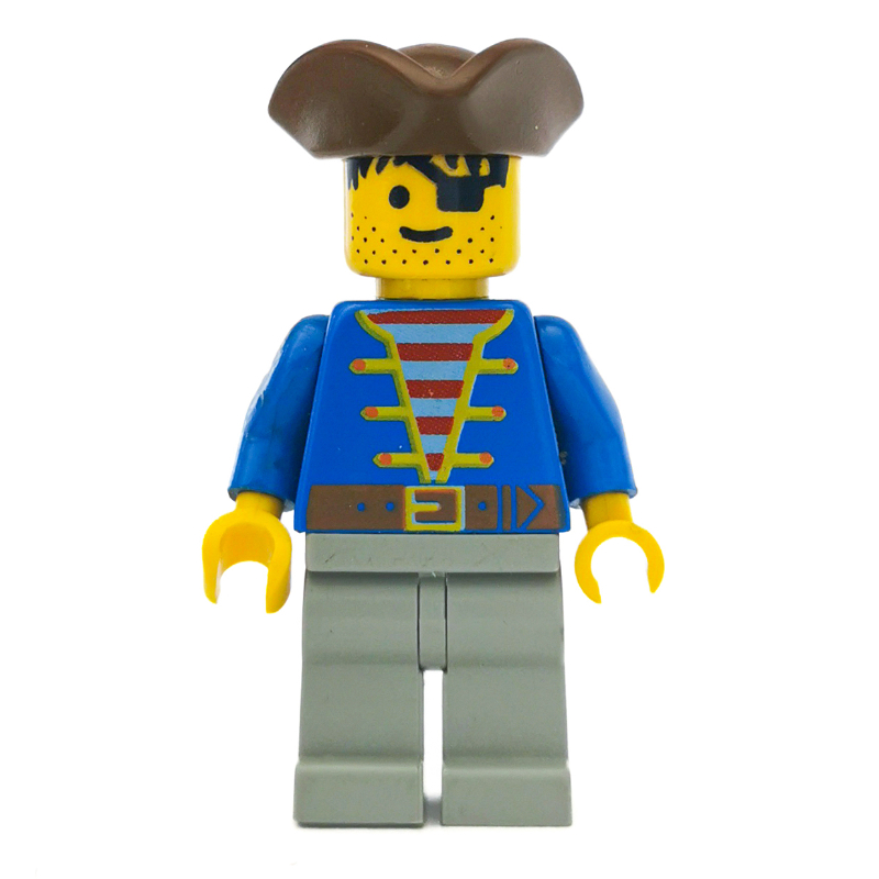 Lego Pirate - Blue Jacket, Light Gray Legs, Brown Tricorne (3626a Head)