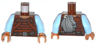 Lego Torso SW Weequay Pattern / Bright Light Blue Arms / Medium Nougat Hands