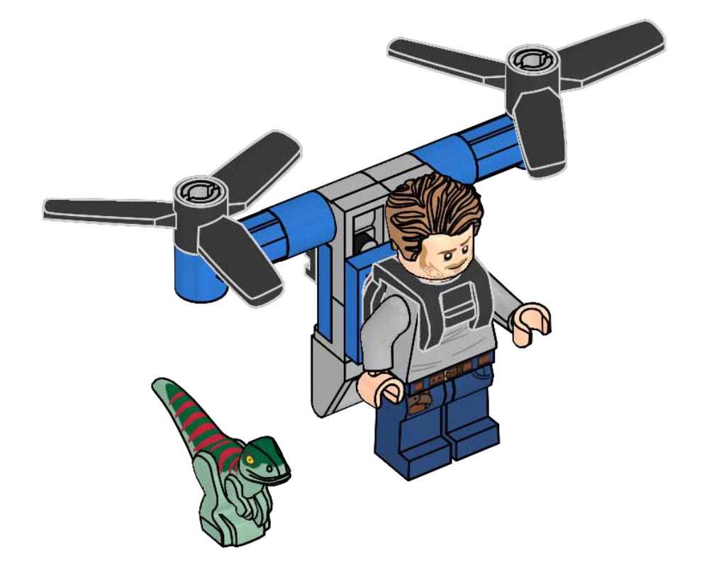 Lego Owen with Jet Pack and Raptor