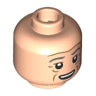 Lego Minifig Head Bilbo Baggins, Light Bluish Grey Eyebrows, Wrinkles, Open Mouth Stare / Smirk, Raised Eyebrow / Light Nougat