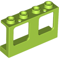 Lego Window 1 x 4 x 2 Plane, Hollow Studs, Single Hole Top and Bottom for Glass / Lime