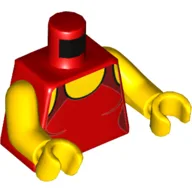 Torso, Swimsuit with Yellow Neck and Dark Red Crossed Straps on Back Print, Yellow Arms and Hands