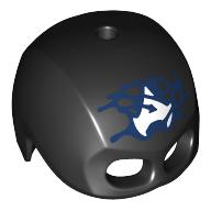 Lego Helmet / Mask, Top Hole (Captain America) with White 'A, on Dark Blue Field, Venomized print / Black