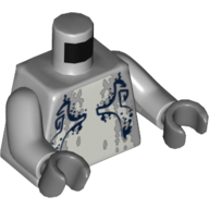 Lego Torso Shark Chest with Yellow Green and Dark Blue Markings Print, Light Bluish Gray Arms, Dark Bluish Gray Hands / Light Bluish Gray
