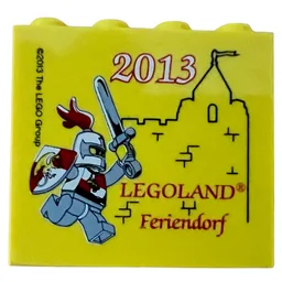 Brick 2 x 4 x 3 with 'LEGOLAND Feriendorf 2013', Knight Print / Yellow