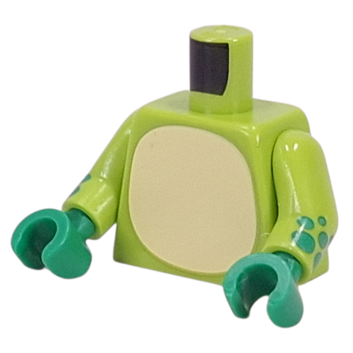 Lego Torso, Yellowish Green Belly print, Lime Arms, Green Hands / Lime