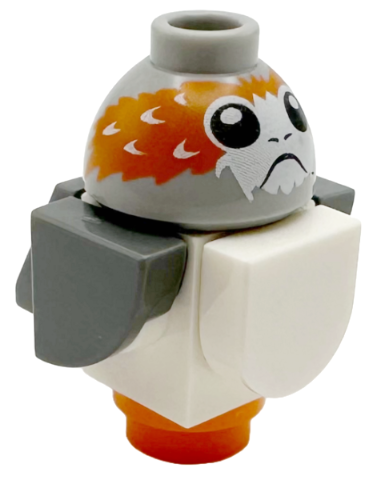 Lego Porg, Star Wars with White Body, Dark Bluish Gray Wings and Tail - Brick Built