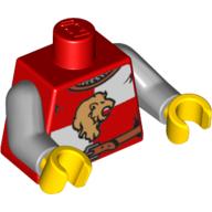 Lego Torso Armor, Lion Head Quarters with Belt Front and Back Print, Light Bluish Gray Arms, Yellow Hands