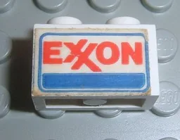 Brick 1 x 2 with Exxon Logo Pattern on Both Sides (Stickers) - Set 6375-2