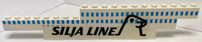 Lego Stickered Assembly 20 x 1 x 3 with Black 'SILJA LINE' and Seal Logo Pattern Model Right Side (Sticker) - Set 1554
