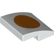 Brick Curved 2 x 2 x 2/3 with Orange Dot Print / White