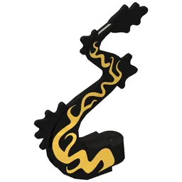 Creature Body Part, Dragon Tail with Metallic Gold Print / Black