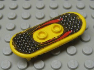 Lego Minifigure, Utensil Skateboard Deck with Red Lightning and Tread Plate Pattern (Sticker) - Set 6734