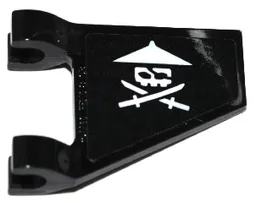 Flag 2 x 2 Trapezoid with Flat Edge with White Ninja Skull with Crossed Swords Pattern on Both Sides (Stickers) - Sets 70593 / 70602