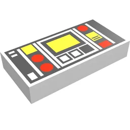 Tile 1 x 2 with Red and Yellow Control Panel Print (Original) / White