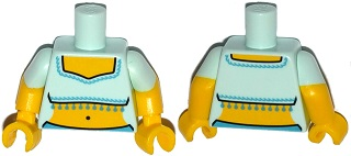 Lego Torso Fringed Crop Top Pattern (Genie) / Yellow Arms with Molded Light Aqua Short Sleeves Pattern / Yellow Hands